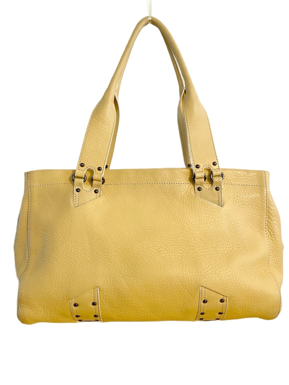 Cole Haan Yellow Pebbled Leather Tote Shoulder Bag Carryall